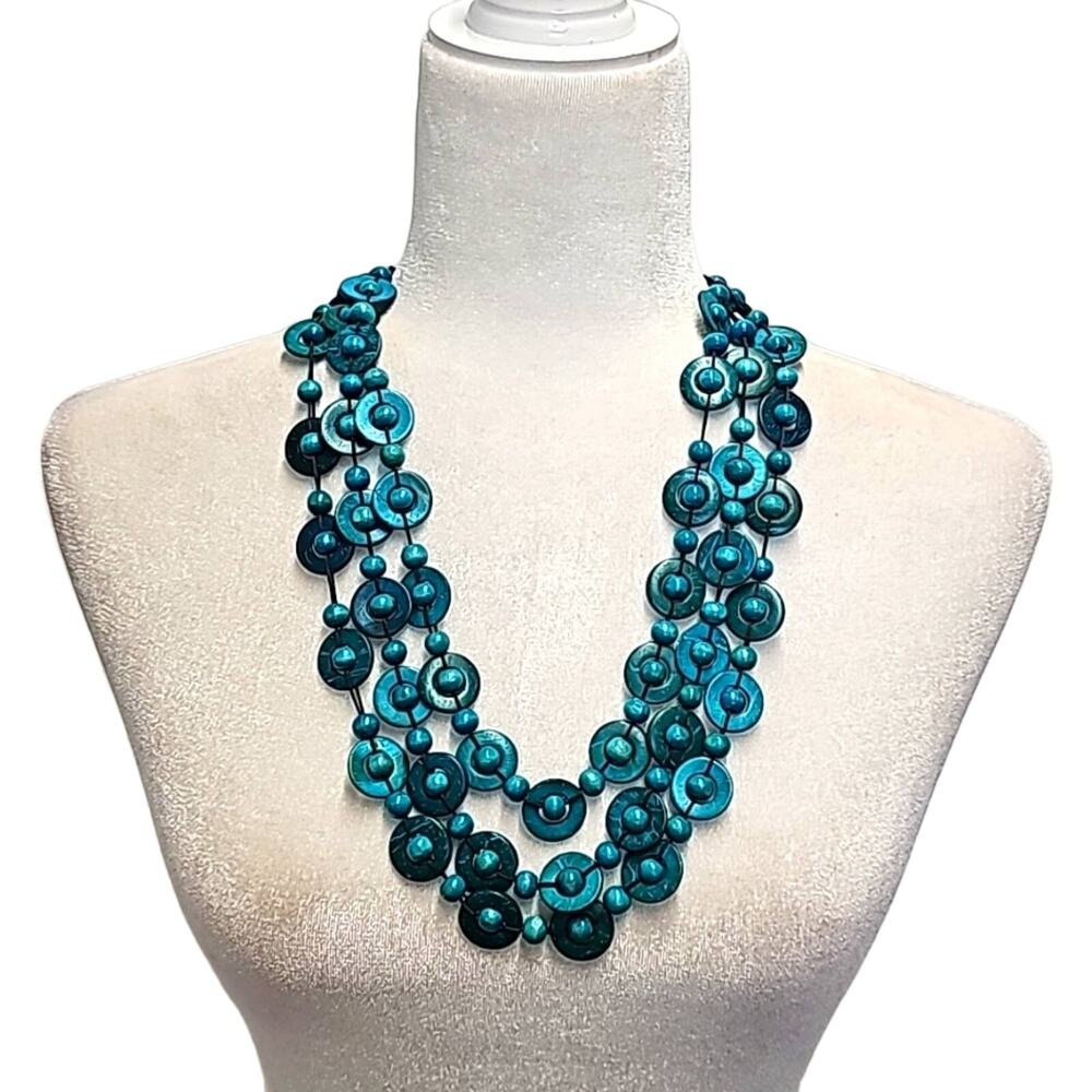 Bohemian Style Multi-layer Wooden Bead Pendant Coconut Shell Handmade Necklace
